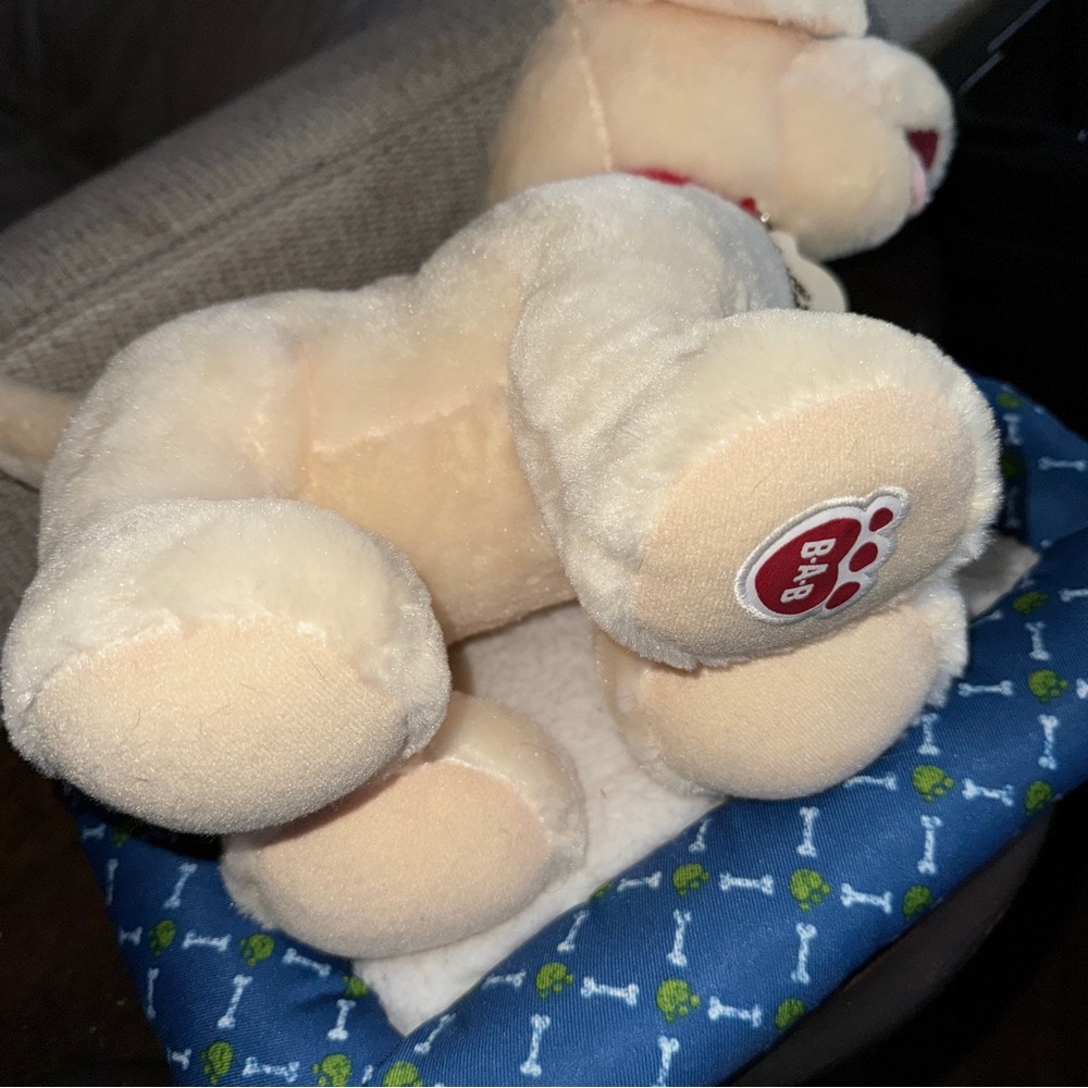 Build a Bear Promise Pets Golden Retriever Yellow Labrador Puppy 11" & Dog BED - Picture 8 of 16